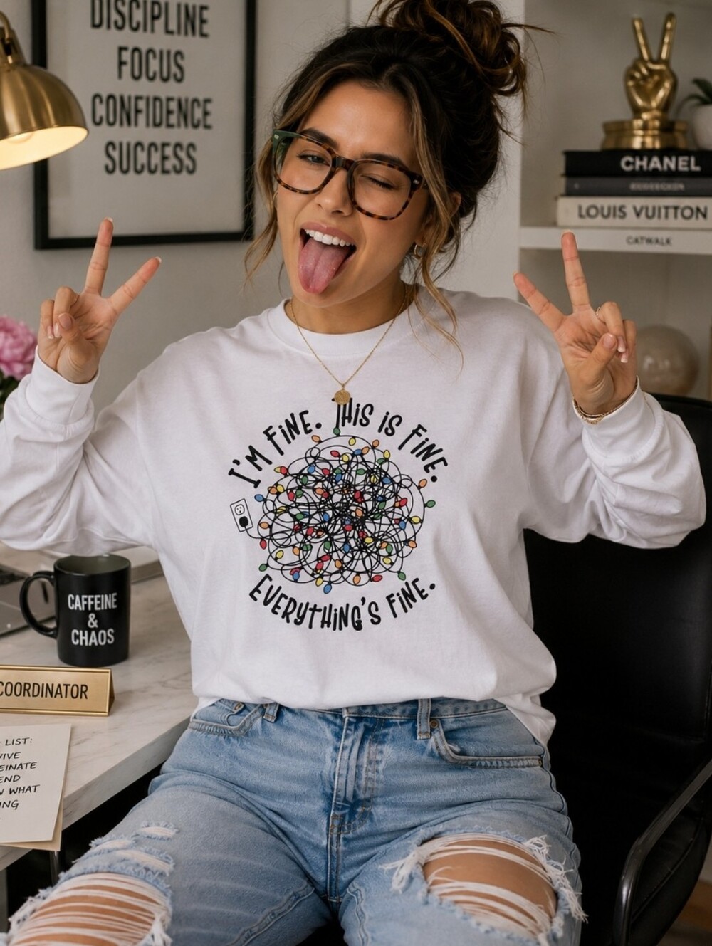 I'm fine. This is fine. Everything's fine" long sleeve t-shirt
